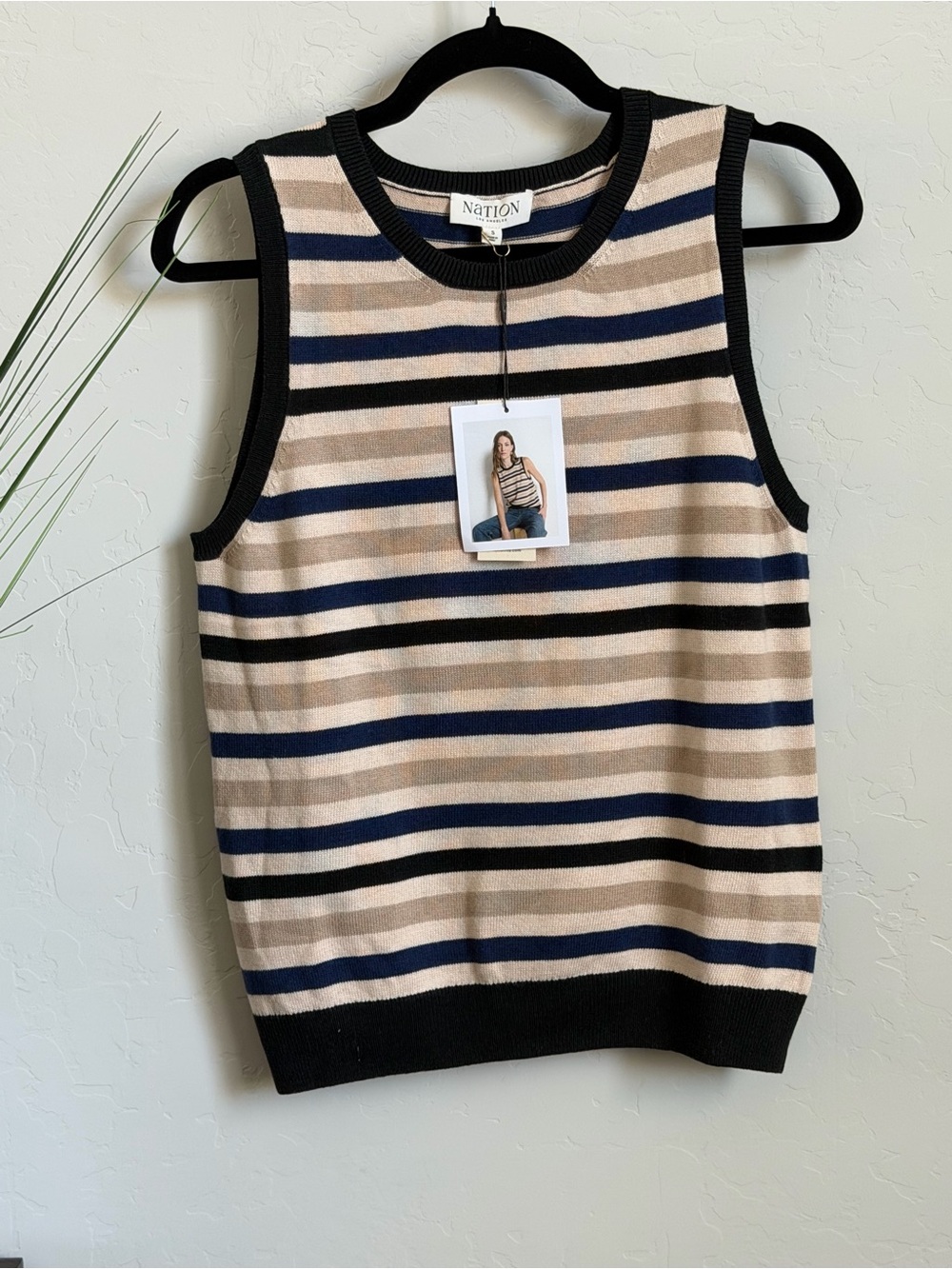 Nation LTD Striped Knit Sweater Tank Top NWT Small Coastal Nautical